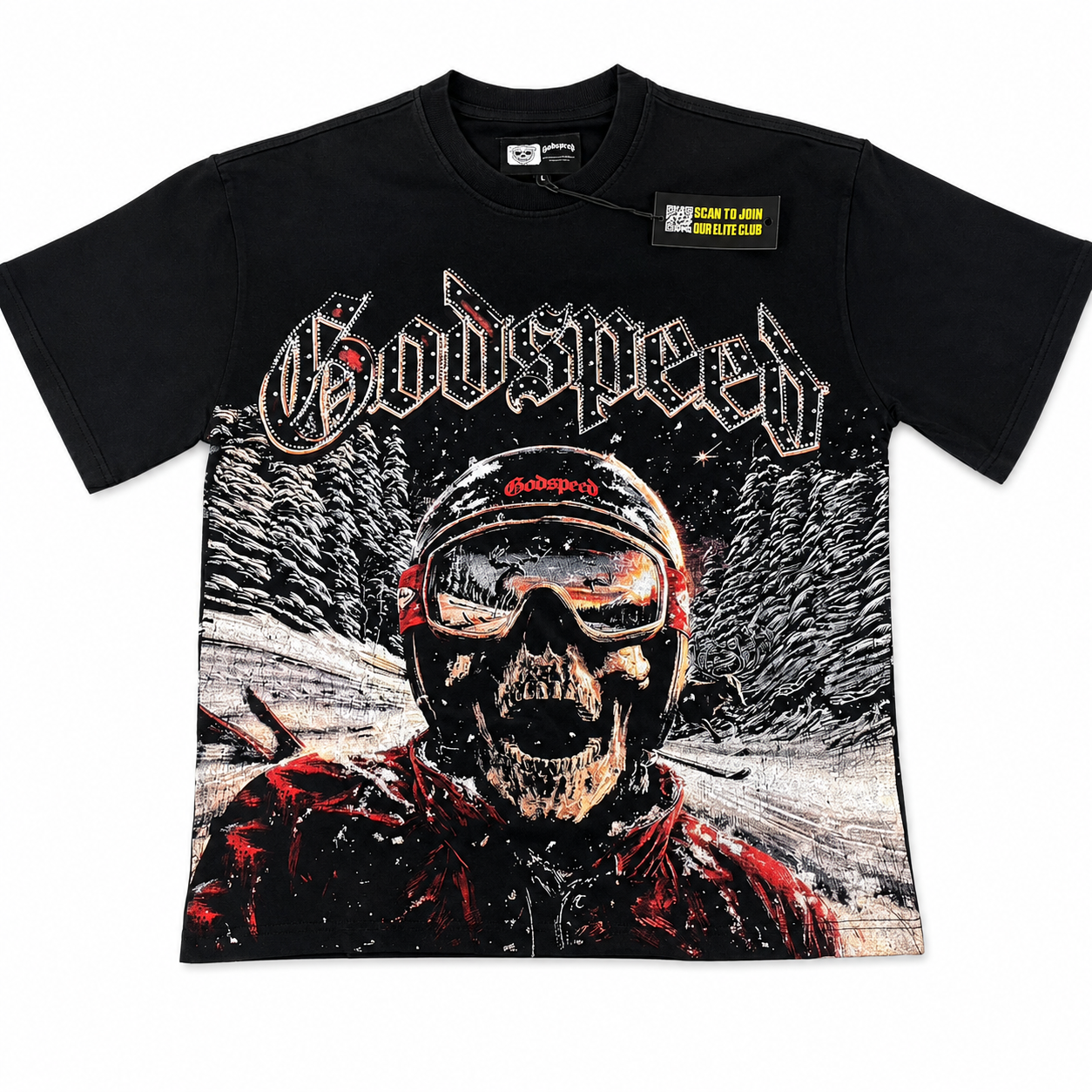 Godspeed Ski Skull Graphic Tee – Black