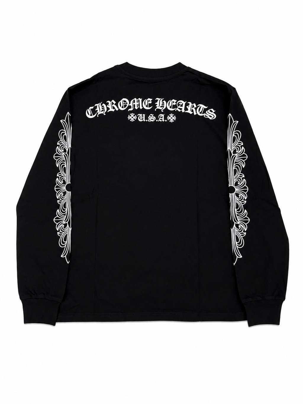 Chrome Hearts Horseshoe Floral Long Sleeve Tee Black