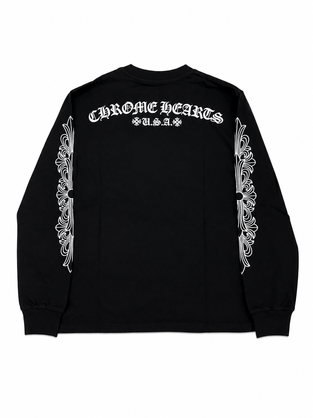 Chrome Hearts Horseshoe Floral Long Sleeve Tee Black