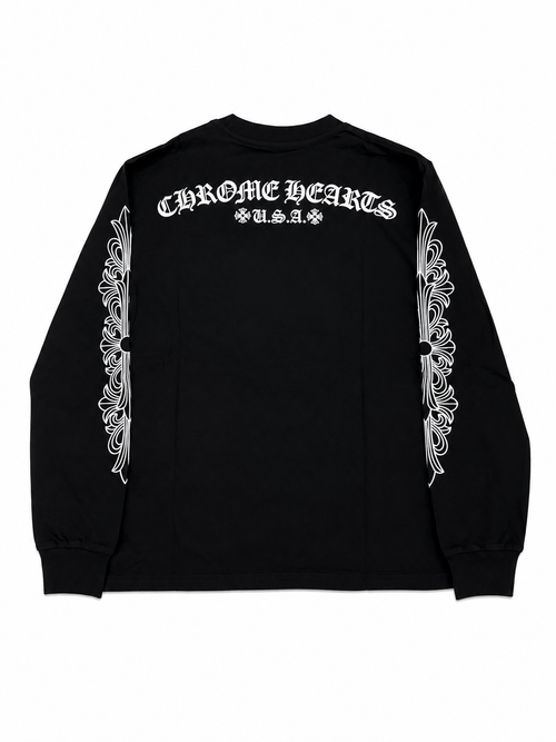 Chrome Hearts Horseshoe Floral Long Sleeve Tee Black