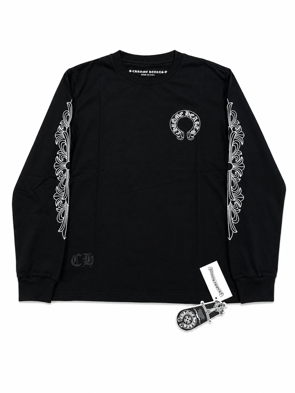 Chrome Hearts Horseshoe Floral Long Sleeve Tee Black