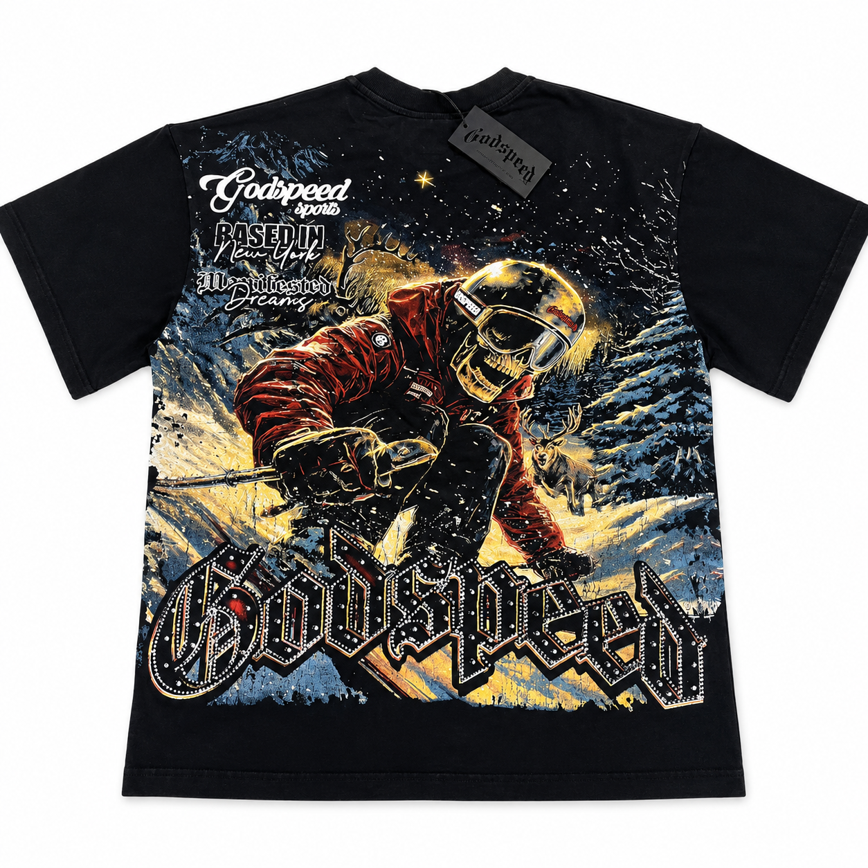 Godspeed Ski Skull Graphic Tee – Black